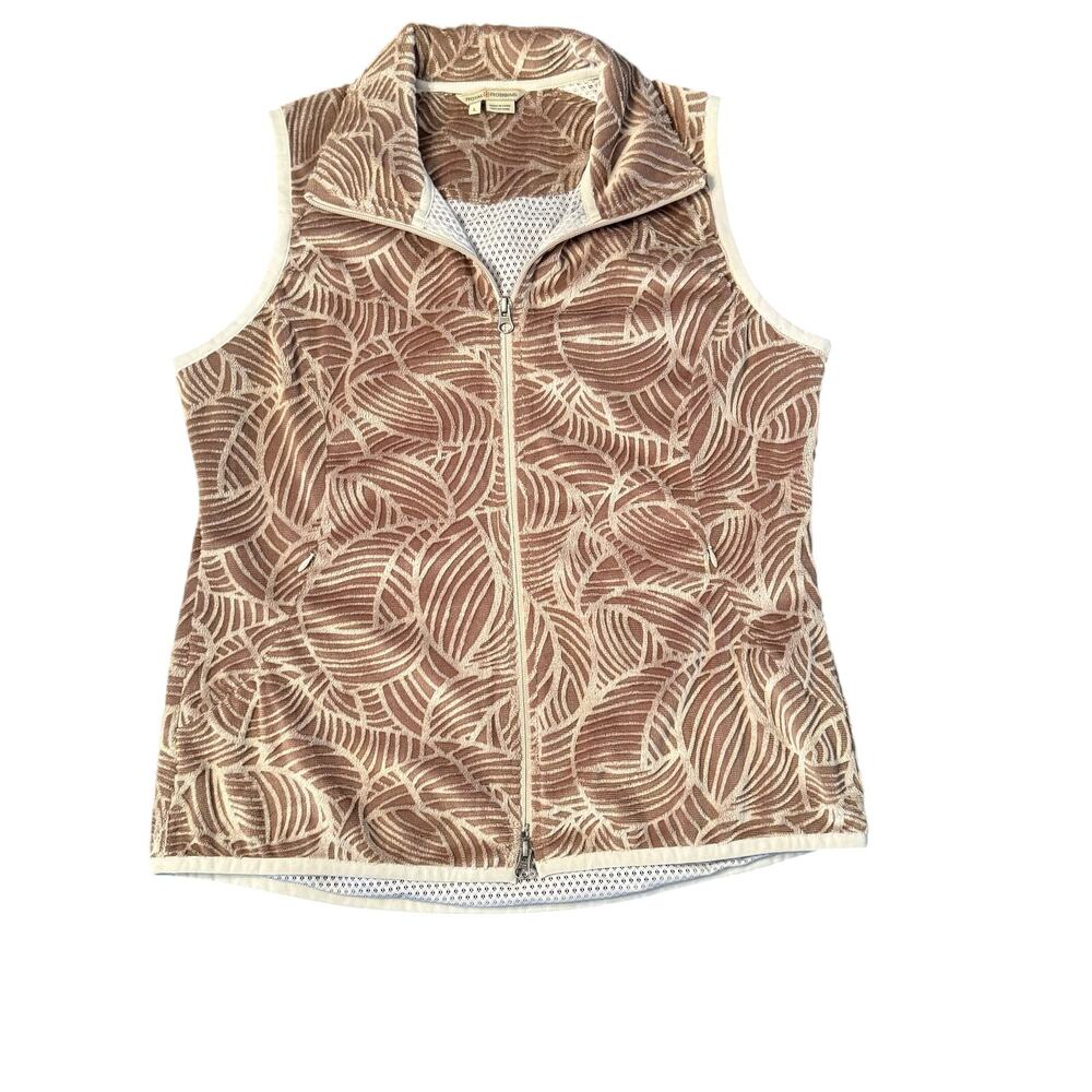 Royal Robbins Womens Zip Front Vest Large Neutral Textured Outdoor Fishing Vest